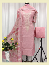 Cotton Linen Printed & Neck Embroidery Work