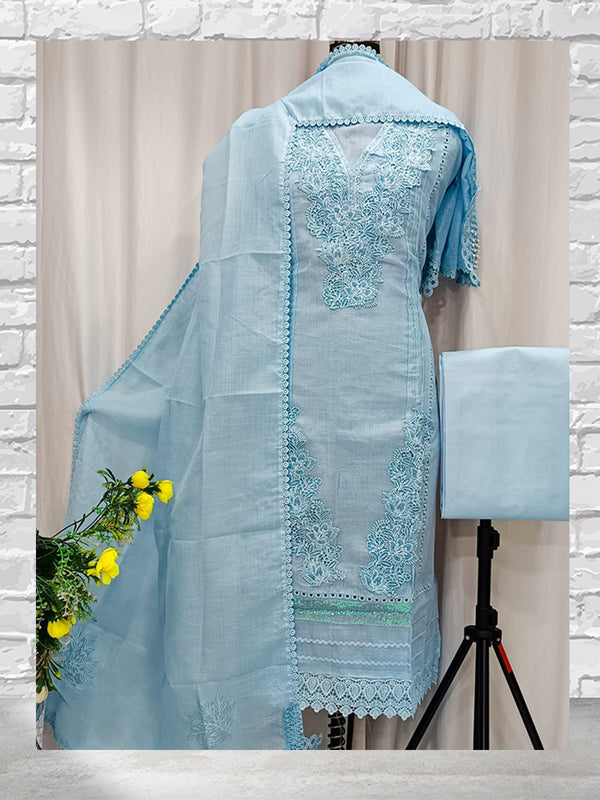 Cotton Linen Shirt With Embroidery & Lace Work