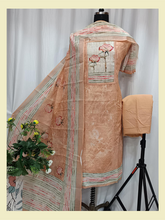 Cotton Linen Shirt With Digital Print & Neck Handwork