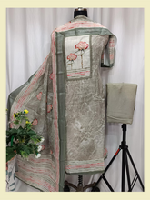 Cotton Linen Shirt With Digital Print & Neck Handwork