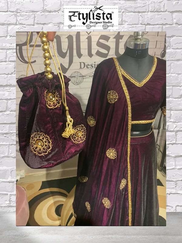 Stylista Design || Embroidered Velvet lehenga