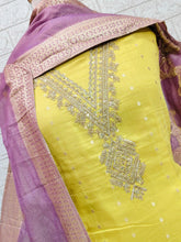 Shimar Banarasi Shirt With Neck Sequence Embroidery Work